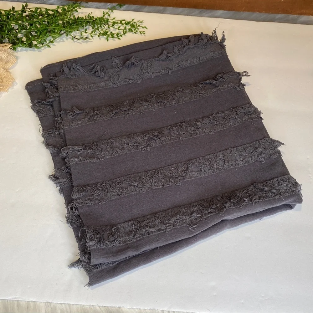 Juspurbet Grey Fringe Euro Sham Single Pillow Cover With Zipper Closure